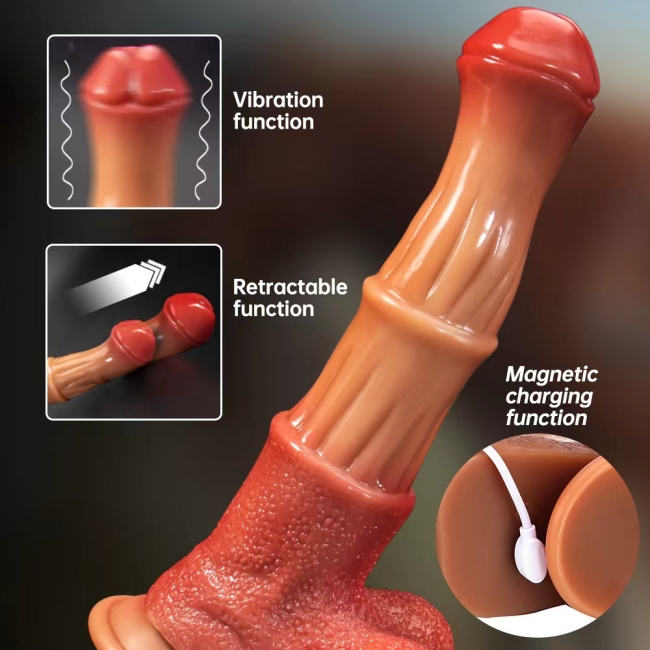 Фалоимитатор в форме лошадиного пениса с вибрацией на пульте ДУ