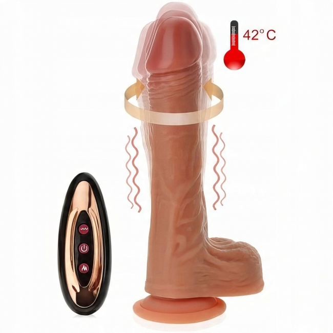 Фаллоимитатор-вибратор со скользящим и вращательным движением ROSYLAND с подогревом