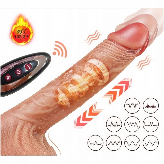 Фаллоимитатор-вибратор со скользящим и вращательным движением ROSYLAND с подогревом