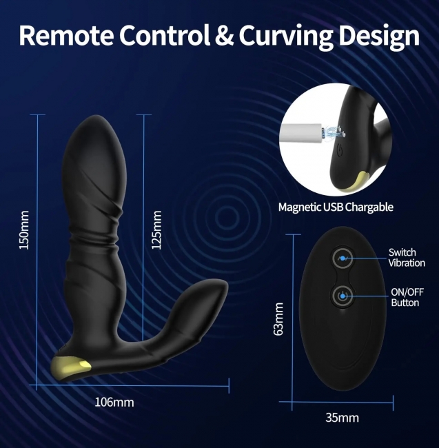 Беспроводной Телескопический вибратор для ануса с дистанционным управлением Массажер простаты Rosyland