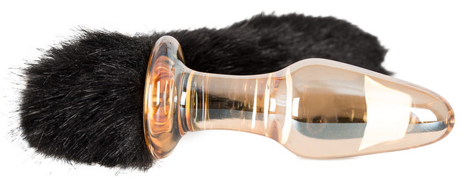 Стеклянная анальная втулка с хвостиком Glas-Plug with tail