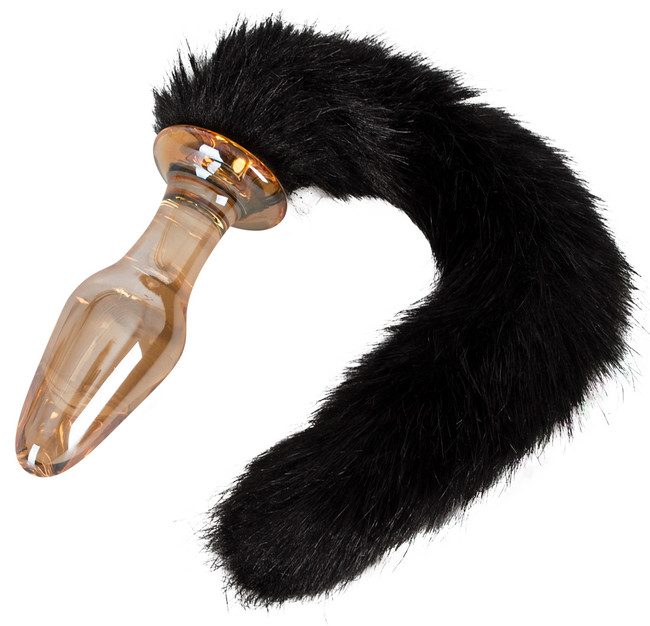 Стеклянная анальная втулка с хвостиком Glas-Plug with tail