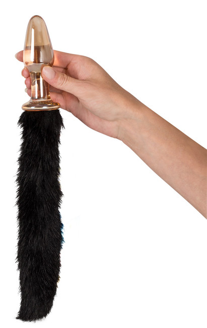 Стеклянная анальная втулка с хвостиком Glas-Plug with tail