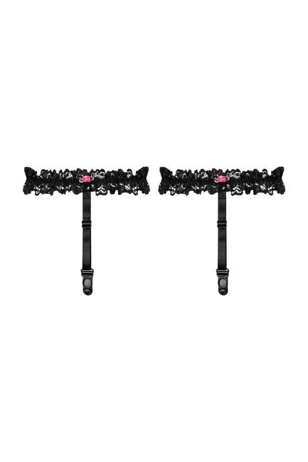 Черные кружевные подвязки для чулок Piccorosa Suspenders SM (42-44)