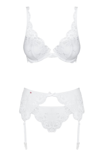 Белый кружевной комплект (лиф, пояс, стринги) Etheria Set SM (42-44)