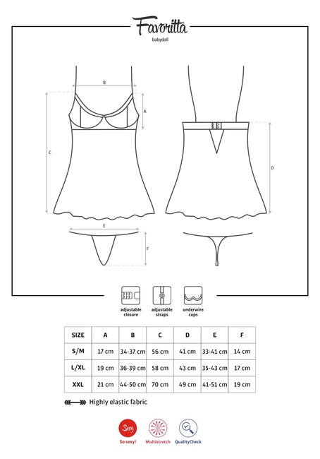 Белая прозрачная сорочка на косточках Favoritta Babydoll SM (42-44)