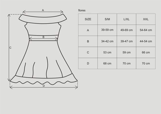 Черная ажурная мини-сорочка с открытыми плечами Flores LXL (46-48)