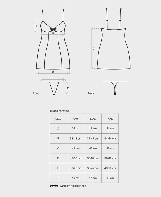 Синяя сорочка с кружевом на косточках Auroria Chemise SM (42-44)