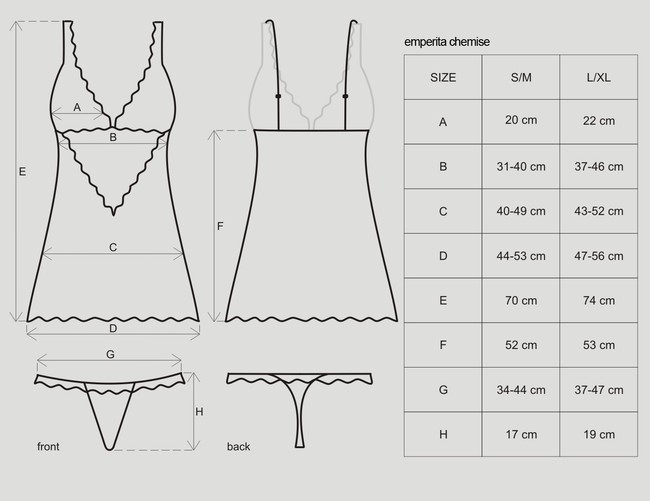 Черная сорочка с бархатным узором Emperita Chemise XXL (50)